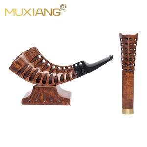 Muxiang Briar Wood Smoking Pipe Hollowed-out Horn Shape With Tamper Base Free Type Tobacco Pipe Gift - Product Image 1