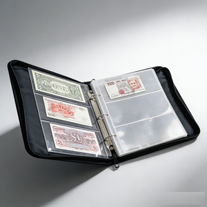 Carpeta Coleccionadora de Billetes y Monedas de PU Negra de 3 Ranuras, Popular al por Mayor, Personalizable para Coleccionistas - Product Image 1