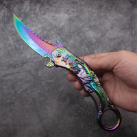 9-Zoll Karambit Klappmesser mit Drachen-Gravur am Ringgriff, 3Cr13 Stahl, Titan-Beschichtung, Mehrfarbiger Clip, EDC Camping-Werkzeug, OEM