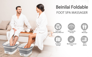 Bañera Plegable para Pies, Tina de Plástico para Remojar con Asas y Masajeador de Puntos de Acupuntura, Cesta de Lavandería Plegable - Gris - Product Image 3