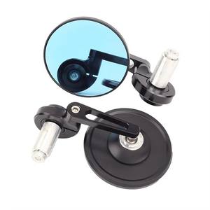 Espejo Retrovisor lateral Retro azul pequeño para <span class=keywords><strong>Cafe</strong></span> <span class=keywords><strong>Racer</strong></span> Universal Bar End motocicleta nueva condición vidrio aleación de aluminio - Product Image 1