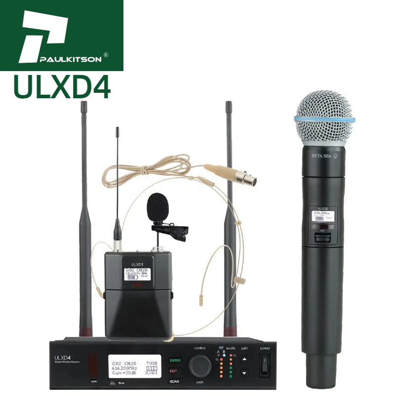 Paulkitson ULXD4 BETA58A BETA87A S58 профессиональное аудио оборудование UHF Беспроводная портативная Караоке микрофонная система аксессуары