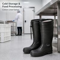Bottes de travail en PVC basse température avec doublure en coton chaud, embout et semelle intermédiaire en acier pour l'industrie chimique, la construction, l'agriculture et l'usine