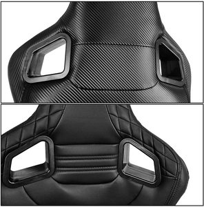 Sièges Baquets de Course Inclinables Jiabeir Recaro en Cuir PVC Noir, Coutures Noires et Dossier en Cuir Carbone - Product Image 5