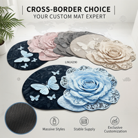 Tapis de bain en polyester absorbant et antidérapant, personnalisé OEM/ODM, à motifs floraux et papillons, séchage rapide pour salle de douche et salle de bain domestique, conforme RoHS