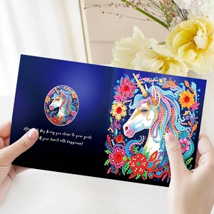 Peinture 5D Cartes de vœux Cheval Fleur Cristal Formes spéciales DIY Cartes postales d'art diamanté - Product Image 4