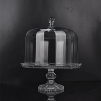 Présentoir à gâteau en verre transparent gaufré avec dôme, assiette à gâteau sur pied en cristal, présentoir à desserts pour mariage arabe