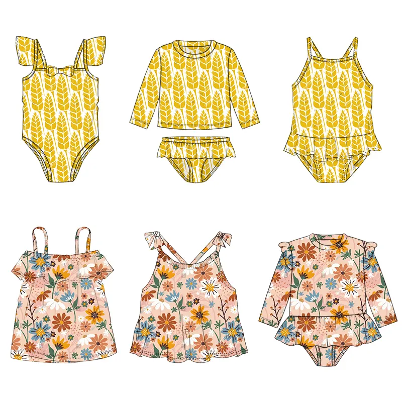 Roupas infantis de praia de verão com design personalizado para crianças de 0 a 16 anos, maiô de uma peça, roupa de praia infantil