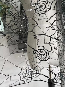 Popolare tessuto di pizzo di lusso in <span class=keywords><strong>tulle</strong></span> con paillettes nere ricamate in poliestere - Product Image 4