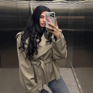 Boutique all'ingrosso 2025 autunno nuova moda Casual pendolarismo cravatta su <span class=keywords><strong>Trench</strong></span> da <span class=keywords><strong>donna</strong></span> stretta in vita - Product Image 3