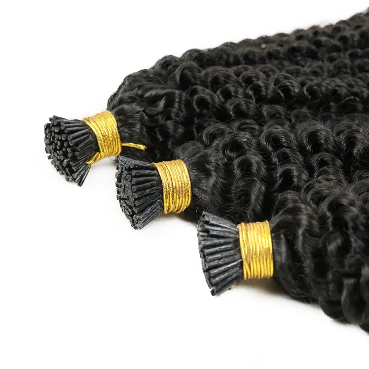 Hochwertige Anpassung Remy Hair I-Tip Echthaar verlängerungen Kinky Curly Itips für schwarze Frauen Verkäufer