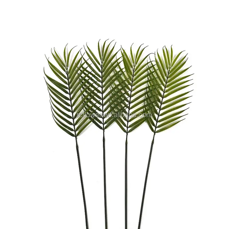 Platos de hoja de palma Artificial de alta calidad, hojas verdes artificiales de sensación realista para fiesta de jardín, decoración interior y de mesa
