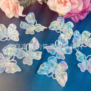 Acrylic Iridescent Butterfly 60x48mm Wedding Hair Clip Bridal <b>Decoration</b> - Product Image 2