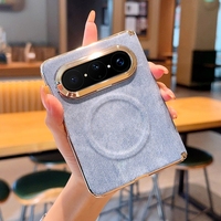 Coque magnétique pour iPhone Duo iPhone Fold, bord électroplaqué, double emballage, protection d'écran rigide à axe central, film protecteur.