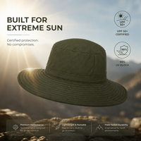 Chapeau de soleil noir polyvalent avec doublure en maille respirante, sangle de menton réglable, idéal pour la pêche, le camping et le safari (vente en gros)