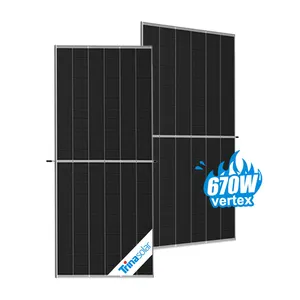 Barato tamaño grande 96 celda 650W 660W 680W 700W Todo negro blanco Bificial azulejo día y noche N tipo Panel Solar