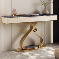 Xuanzhen Meubles de salon Table console en marbre Nouveau design de luxe moderne Table d'entrée et de couloir en or avec tiroirs en bois