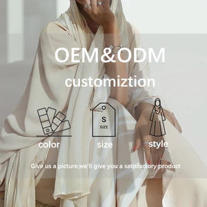 Maniche a lanterna pieghettate in raso personalizzato ampia cintura scollo alto fiori con perline da donna <span class=keywords><strong>bianco</strong></span> modesto abiti Abaya - Product Image 3