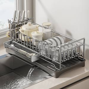 فوق حوض تجفيف الأطباق ، رف تخزين أحادي الطور من الفولاذ المقاوم للصدأ مع رف أطباق - Product Image 1