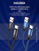 Diskon besar produk 2025 KAKUSIGA kualitas tinggi 3A kabel kepang USB untuk Tipe C pengisian cepat Pintar 1 Meter kabel Data untuk telepon