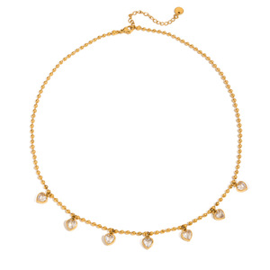 Collar con Zirconia en Forma de Corazón, Chapado en Oro de 18K, Engaste de Titanio, Joyería con Colgante de Cristal para Uso Diario - Product Image 5