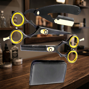 ASAP High Quality Stainless Steel <b>Men</b> Grooming Scissors Set Sustainable Quality Powder Coated Barber Scissors Kit Right-Handed - Product Image 4