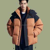 Veste matelassée personnalisée OEM ODM en duvet de canard blanc à 90 % pour homme, à capuche, coupe oversize, avec poches à rabat à double fermeture, décontractée pour l'hiver