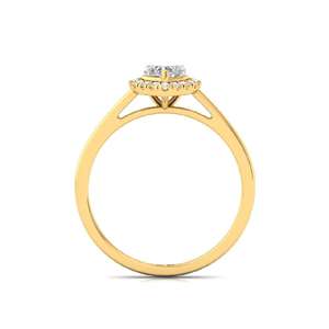 Bague de fiançailles solitaire en diamant de laboratoire CVD de luxe, couleur fantaisie, taille cœur et grappe ronde, plaqué or 10K pour femme - Product Image 2