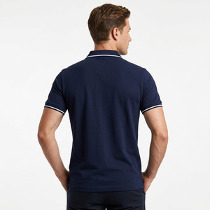 Polo en coton pour homme à manches courtes avec col contrastant, t-shirt décontracté pour le sport - Product Image 4