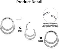 Titane CZ nez anneaux cerceaux Septum anneaux articulé Segment anneau lèvre oreille Piercing boucles d'oreilles pour Cartilage Helix Tragus Conch