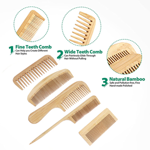 Thân Thiện Với Môi Biểu Tượng Tùy Chỉnh Grooming Styling Set Rộng Răng Tự Nhiên Detangling Gỗ Tre Lược Thời Trang Cho Nhà Sử Dụng - Product Image 5