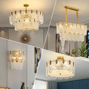 Hochwertige Luxus Wohnzimmer Esszimmer Quadrat Runde moderne Pendel leuchte Kupfer Glas Eisen Lampe Led Kronleuchter