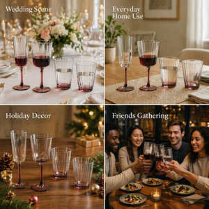 Lot de verres à vin martelés pour mariage, en cristal sans plomb, flûtes à <span class=keywords><strong>champagne</strong></span> - Product Image 6