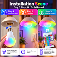 Ampoule LED RGB E27 avec télécommande, ampoule intelligente à changement de couleur, 16 couleurs, lampe d'ambiance décorative à intensité variable