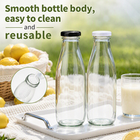 Bouteilles en verre pour jus de fruits, thé glacé, lait, avec couvercles métalliques, 6 oz, 8 oz, 10 oz, 16 oz