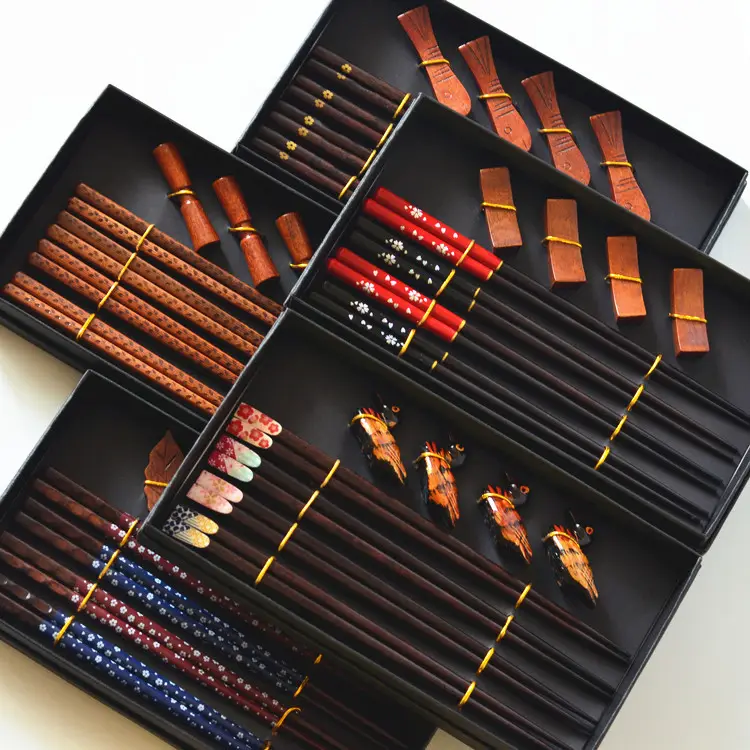 Set di bacchette di legno set regalo giapponese di 4 paia di bacchette