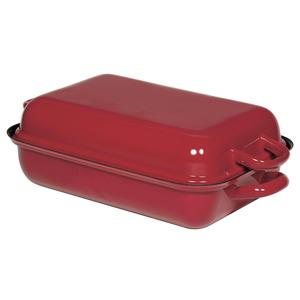 Roasting <b>Pan</b> With Lid Red Enamel <b>Cast</b> Iron 10x6 Inch Baking Dish For Oven Use - Product Image 1