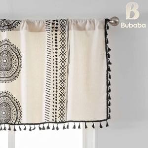 Rideaux courts en <span class=keywords><strong>toile</strong></span> imprimée à franges de style américain Bubaba en gros - Semi-occultants translucides <span class=keywords><strong>pour</strong></span> baies vitrées - Product Image 2