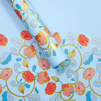 Film d'emballage floral en feuille d'or, film d'emballage cadeau pour bouquet vintage pour fleuriste