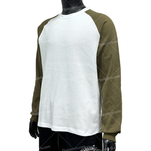 300 Gsm Heavyweight Custom Puff Print T-Shirt 100% Cotton Oversized Waffle Knit Long Full Sleeve T-shirt Men Thick <strong>Thermal</strong> <strong>Tops</strong> - Product Image 3