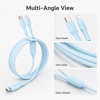Câble de charge rapide 2-en-1 en silicone Type-C 100W 6A du fabricant OEM, avec blindage en cuivre étamé, plusieurs couleurs, pour appareils numériques