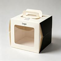 Boîte d'emballage personnalisée pour gâteau Tiramisu, en carton Lovry carré, haut de gamme, biodégradable, avec fenêtre et poignée, pour anniversaire, mariage, fête