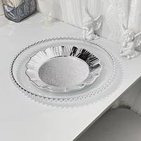 Klassieke transparante zilverdraad kralenrand fruit schaal bruiloftsbanket Europese stijl decoratieve dienblad gebak snack schaal