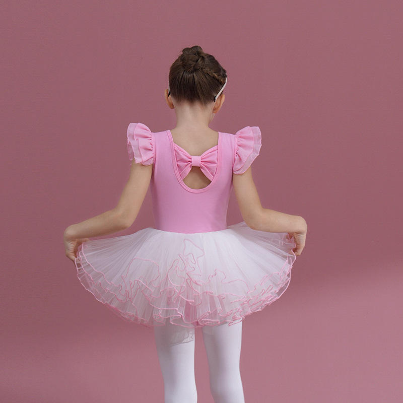 ชุดเดรสแขนบินสีชมพู + กระโปรง Tulle