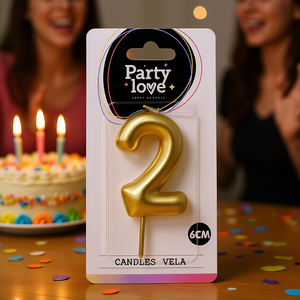 Candela Numero 2 per Feste, 6 Cm, Candele Dorate per Compleanno - Product Image 2