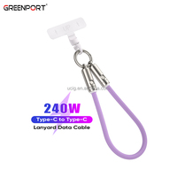 Cable de cordón de 240W 30cm 120cm | 5A Carga rápida y transferencia de datos de 480m 2 en 1 Cable tipo C para cargador de teléfono portátil