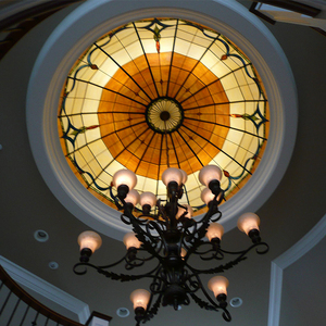 Dôme en vitrail illuminé avec lustre central, dôme en verre plombé artisanal, lampe <span class=keywords><strong>de</strong></span> plafond en verre décoratif - Product Image 2