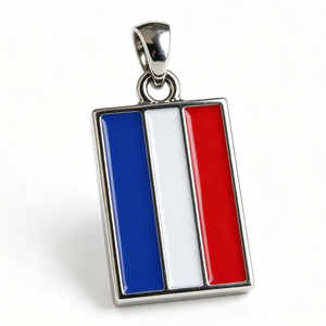 Colgante Rectangular Plateado con la Bandera Francesa, Esmalte Duro, Aleación de Zinc, Souvenir, Joyería Patriótica - Product Image 2