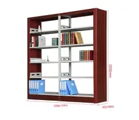 CAS-064 الحديثة نمط خزانة الخشب اللون مكتبة أرفف للكتب المعادن رف