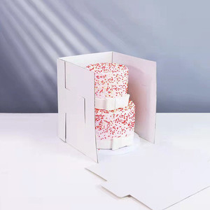 Boîte à gâteau en carton ondulé haut de gamme, jetable, blanche, avec fenêtre haute et finition mate, design pliable, pour boulangerie et mariage - Product Image 6